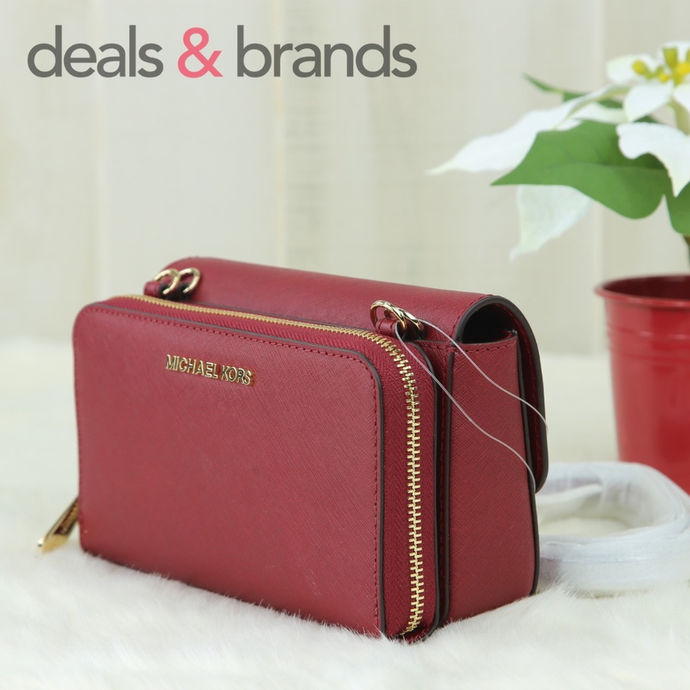NWT MICHAEL KORS Tina Wallet Clutch Xbody Cherry